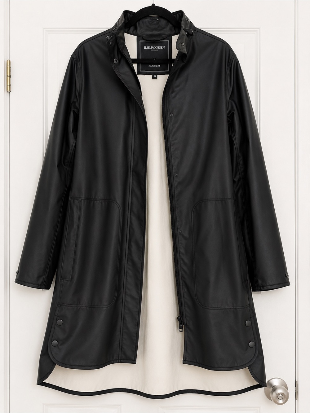ILSE JACOBSEN Hornbæk Black Waterproof Raincoat Women's EU 34 (US XS)